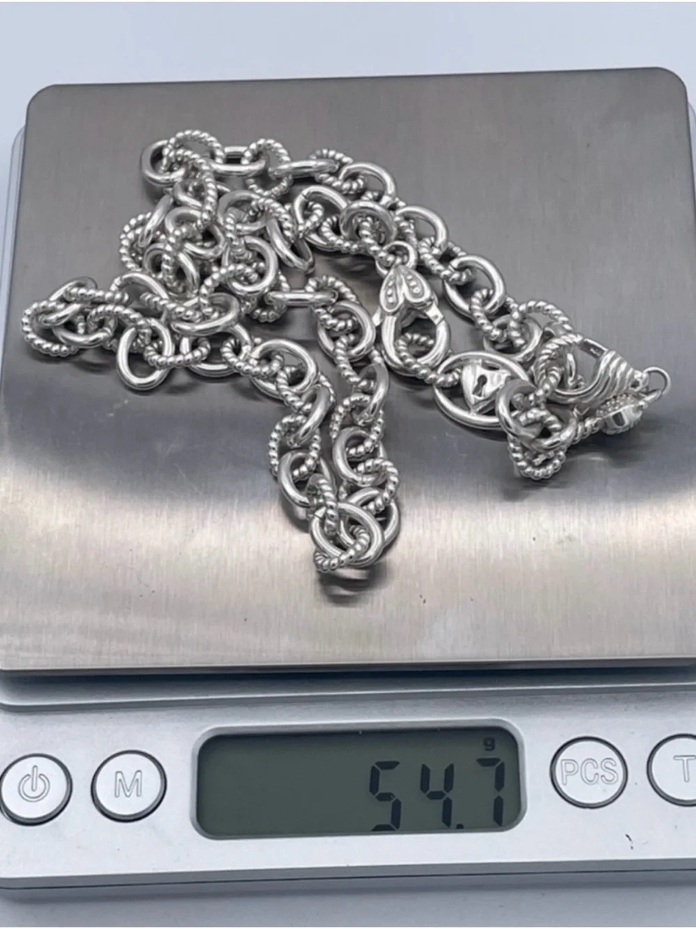 Judith Ripka 925 SS Link Chain and Heart Locket Charm - Picture 7 of 8